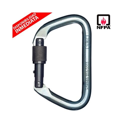 Mosquetón Acero Tipo D Rosca 46kN Large Steel D NFPA - SMC