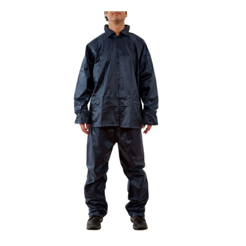 TRAJE ALASKA IMPERMEABLE EJECUTIVO 2 PIEZAS AZUL CON CINTA EN ESPALDA