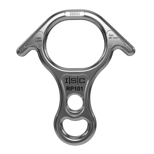 Descendedor - Asegurador tipo 8 con orejas acero 80 kN - ISC