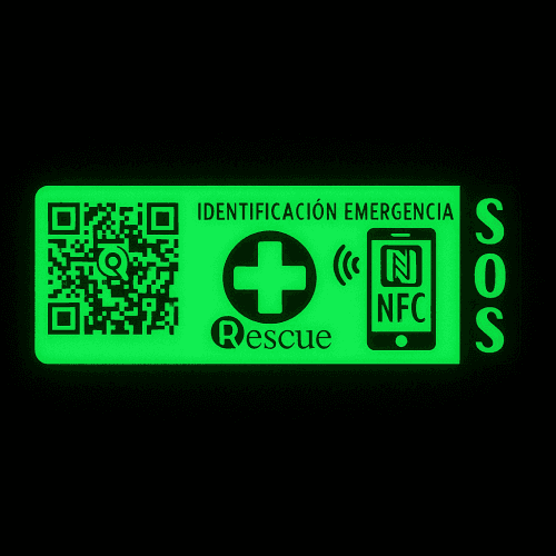 Identificador de emergencia Fluorecente QR-NFC - QRESCUEID